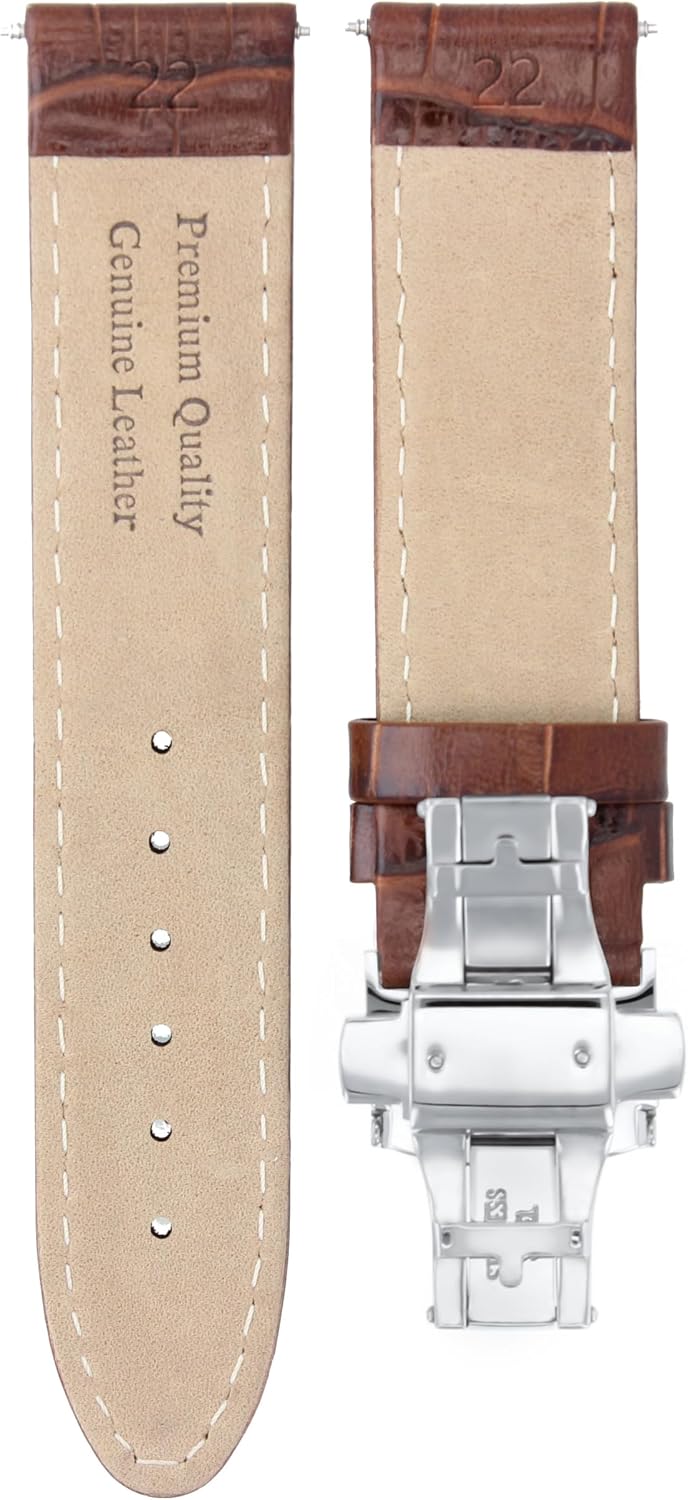 Ewatchparts 22mm Leather Watch Band Strap Clasp Compatible With Citizen Eco Drive BL5250-02L Light Brown With White Stitching