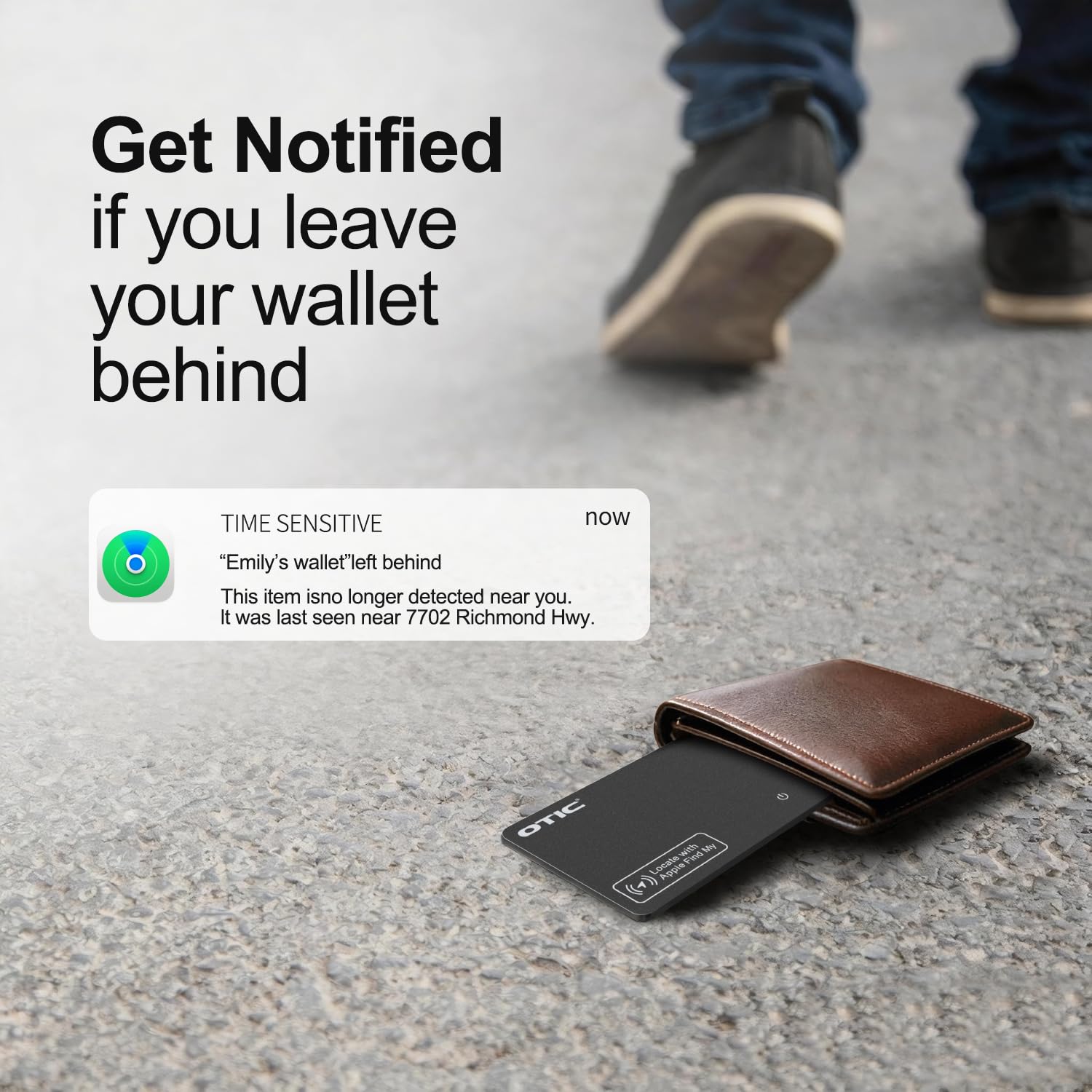 OTIC Wallet Tracker Card, ultra-sottile 1,7 mm ricaricabile Finder, funziona con Apple Find My (solo iOS), localizzatore di oggetti per etichette bagagli, passaporti, telefono, impermeabile IP67