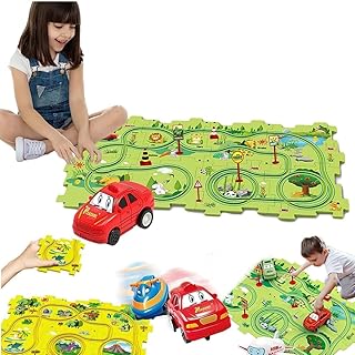 Children's Educational Puzzle Track Car Play Set - 2024 New DIY Assembling Electric Trolley, Puzzle Track Play with Vehicl...
