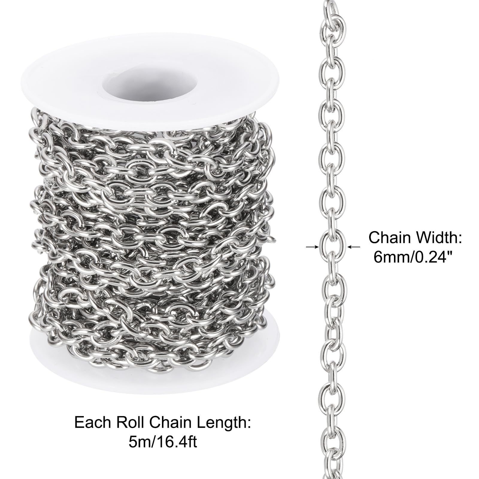 PATIKIL 16.4Ft 304 Stainless Steel Cable Link Chains - Image 2