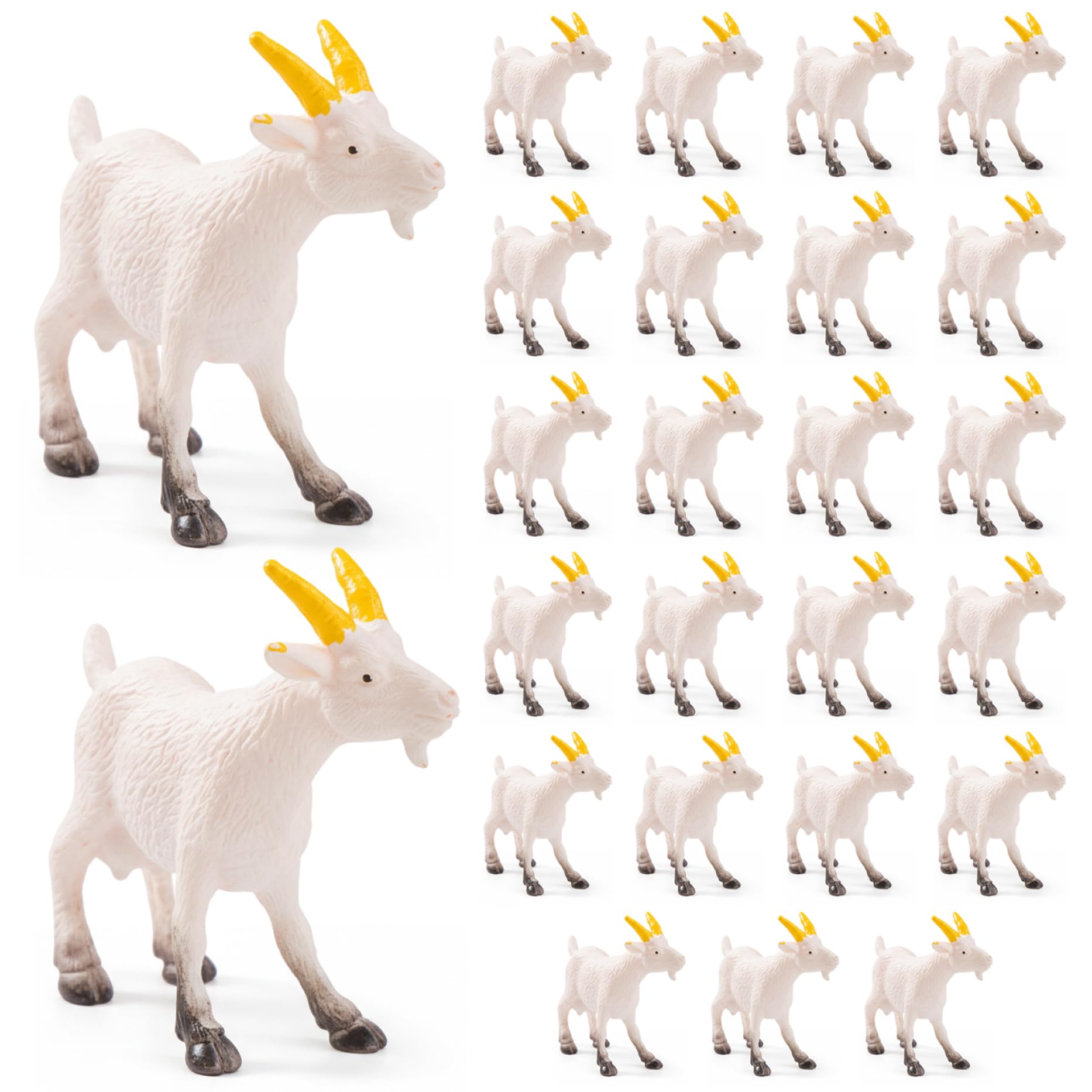 Wilafury 25Pcs Miniature Goat Figurines, Mini Farm Animal Figurines Plastic Farm Animal Model for Planter Moss Landscape DIY Terrarium Fairy Garden