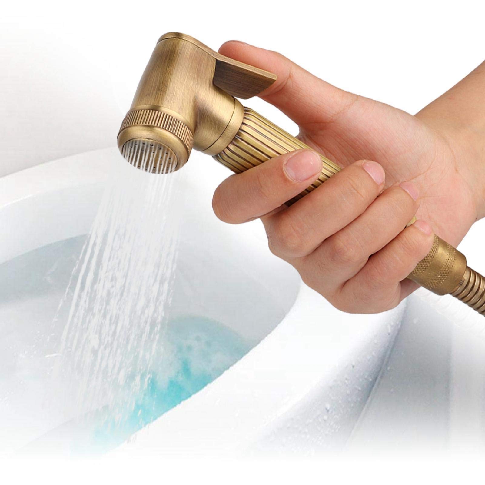 Pulvérisateur de Toilettes en Laiton Vintage, Douchette à Main Ensemble, Kit de Pulvérisateur de Bidet, avec Support Mural et Tuyau, pour les Soins Personnels Hygiène Potty