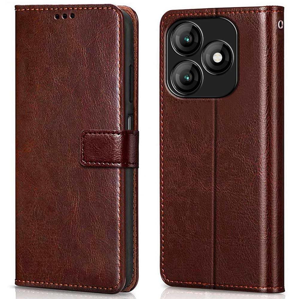 TOUCCH Flip case for Itel A70| Leather Finish Cover & Flexible Stand Design | Card and Money Pocket | Brown (B0D81JMRYD) Amazon Price History, Amazon Price Tracker