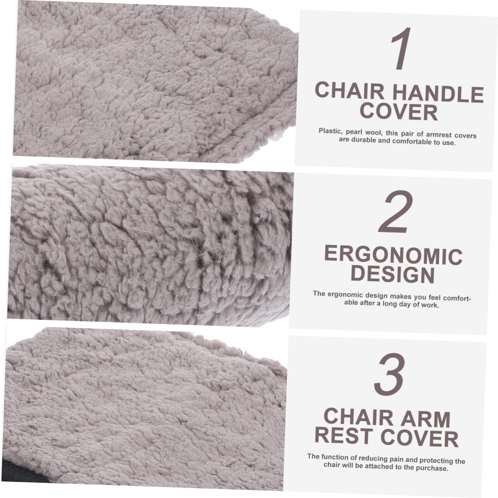 SHINEOFI 2paia Fodera per Bracciolo Pile Antiscivolo per Sedia Ufficio Copertura Morbida e Calda per Braccioli Facile da Installare per Inverno e Comfort Ergonomico