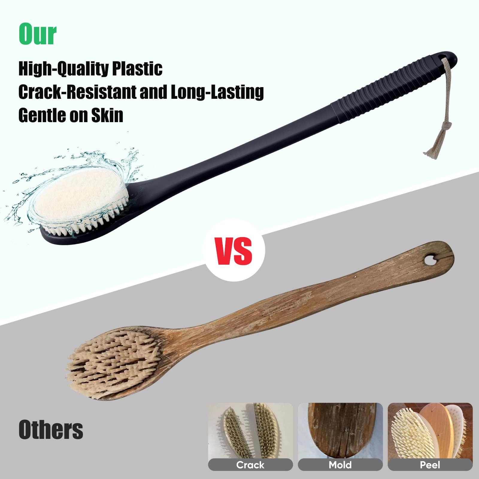 ROLIZOE 17-Inch Back Scrubber for Shower Anti-Slip Exfoliating Body Brush for Bath Gentle Back Brush for Shower for Men and Women - Image 4