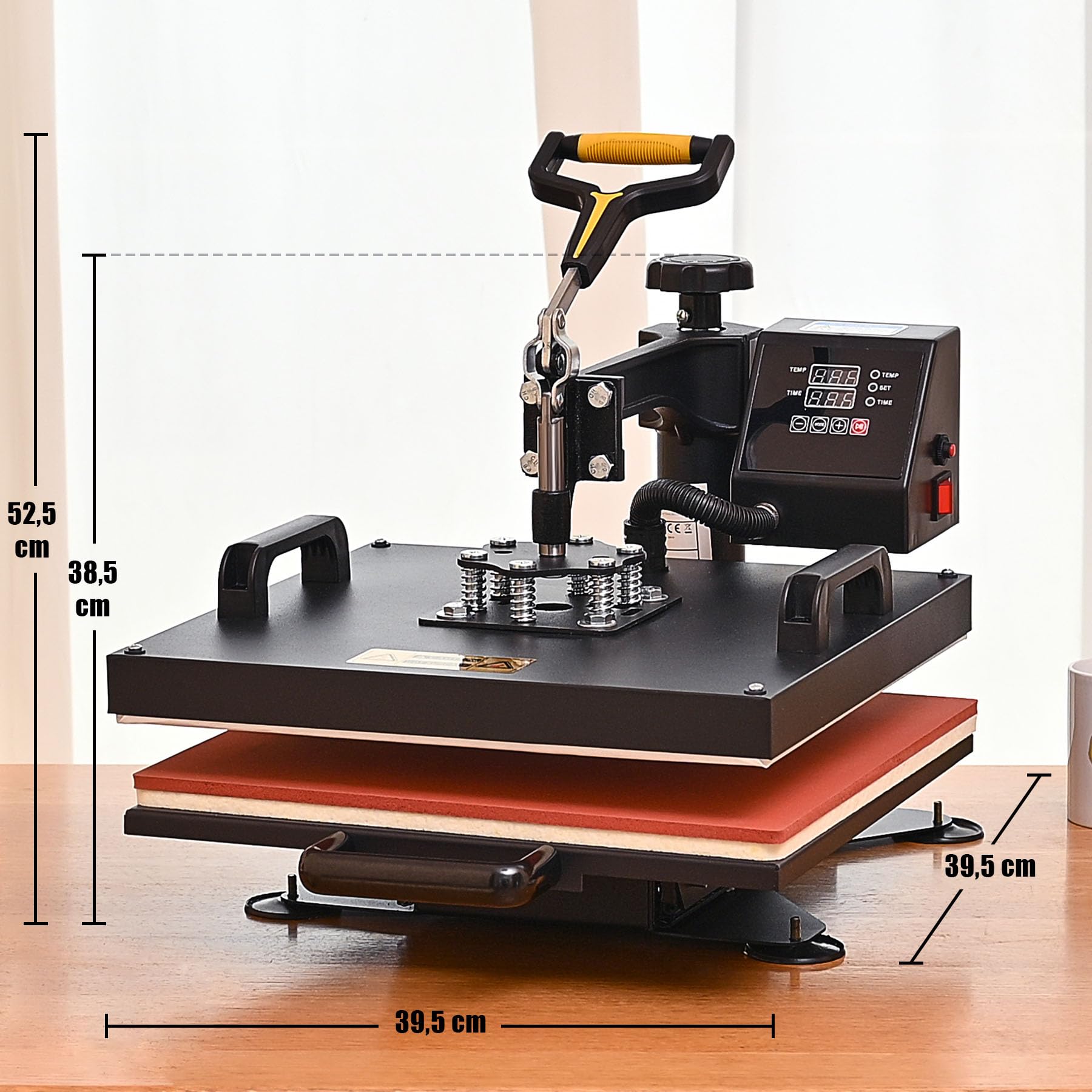 CREWORKS 8 IN1 Pressa a Caldo 38 X 38CM Pressa di Calore 1400W Termopressa Macchina per Sublimazione Digitale Rotazione a 360 Gradi Pressa a Caldo per Magliette Cappellini T-Shirt Tazze Piatti