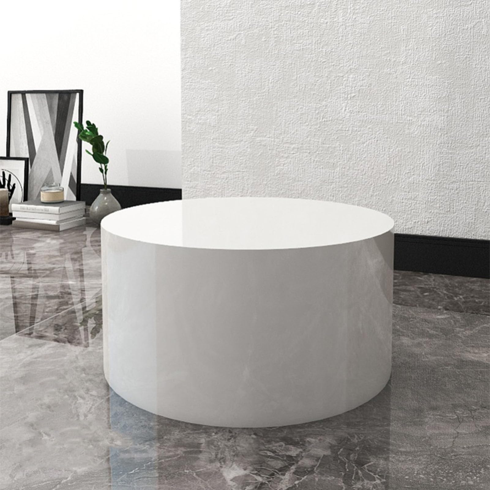 Socle cylindrique blanc 50 x 20 cm pour mannequin et vitrine