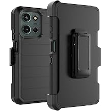Moto G 5G 2025 Case, for Motorola G 2025 5G Belt Clip Holster Phone Case [Built-in Screen Protector] Kickstand Protective Rugged Heavy Duty Shockproof Dustproof Cover-Black/Black