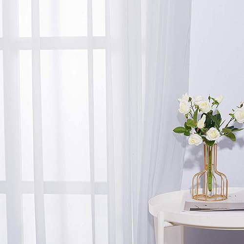 Miniatura 3 de NICETOWN Cortina de ventana de sala de estar, extra larga y ancha, con ojales, casual, de gasa transparente, aireada, tratamiento de ventana de