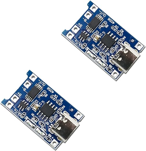 UNIVERSAL HUB TP4056 C-Type 18650 Lithium-ion Battery Charging Module with Inbuilt BMS and Indicator 2Pcs