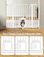 Vista 3 de Babelio Puerta de bebé mejorada de 36 pulgadas de alto con puerta para gato, puerta de perro duradera de 29 a 43 pulgadas de cierre automático