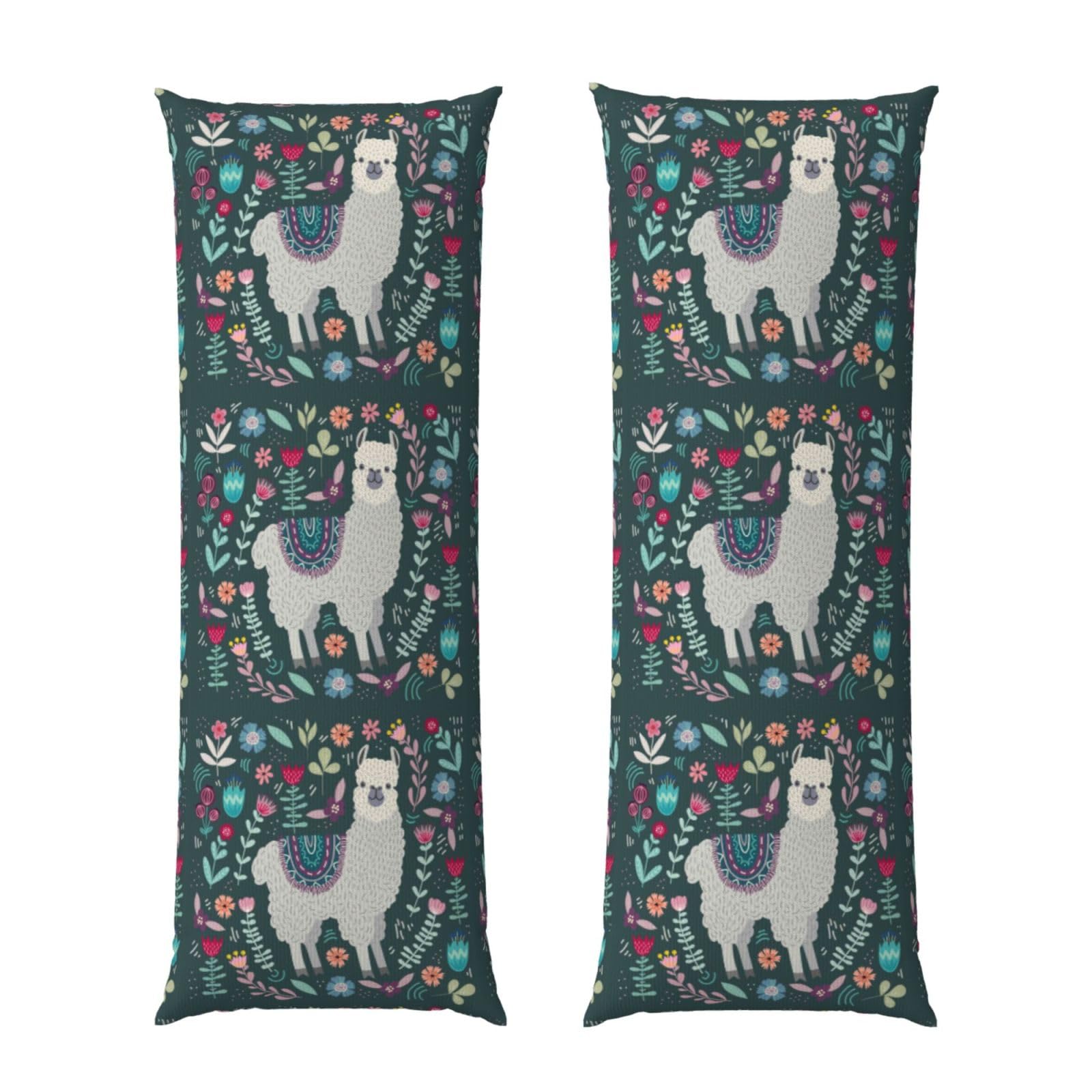 Taie d'oreiller longue lama floral 50x152 cm pour traversin de lit