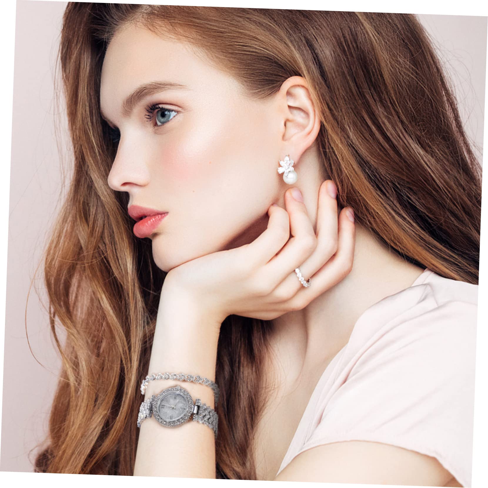 3stücke Damen Armbanduhr Mit Glänzenden Strasssteinen Und Passender Handgelenk Celet Modische Quarzuhr Für Elegante Anlässe Für Mutter Tochter Oder Freundin