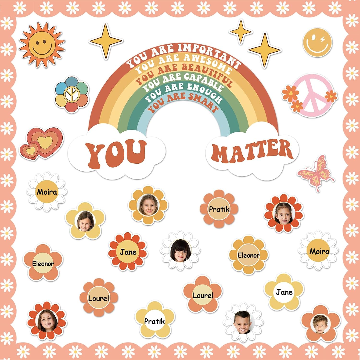 Groovy Boho Back to School Bulletin Board Decorations for Classroom Everyone is Welcome Positive Motivational Inspirational Affirmation Wall Decor Boho Rainbow Cutouts for Teacher School Supplies
