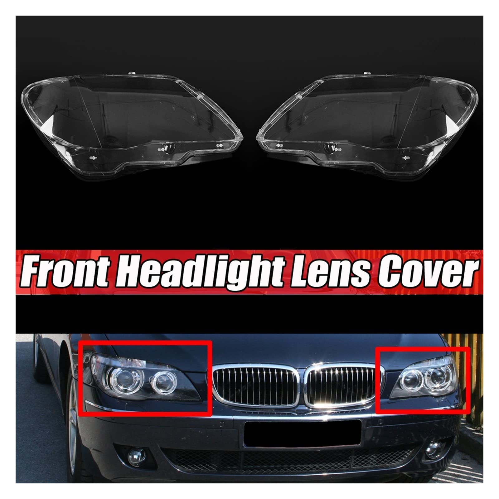 Faros Delanteros Xenon Faro Principal para BMW Serie 7 E65 E66 1999-2004 Funda Luz para Faro Delantero Coche Cubierta Lente Faro Pantalla Cristal Tapas Lámpara Carcasa Faro (Tamaño : A Pair
