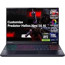 Delca Customized Laptop Made with Acer Predator Helios Neo 16 AI Gaming Laptop | 16" WQXGA IPS 240Hz | Intel Core Ultra 9 275HX | 32GB/64GB DDR5 1TB/2TB/4TB SSD | GeForce RTX 5070 Ti | Backlit Win11