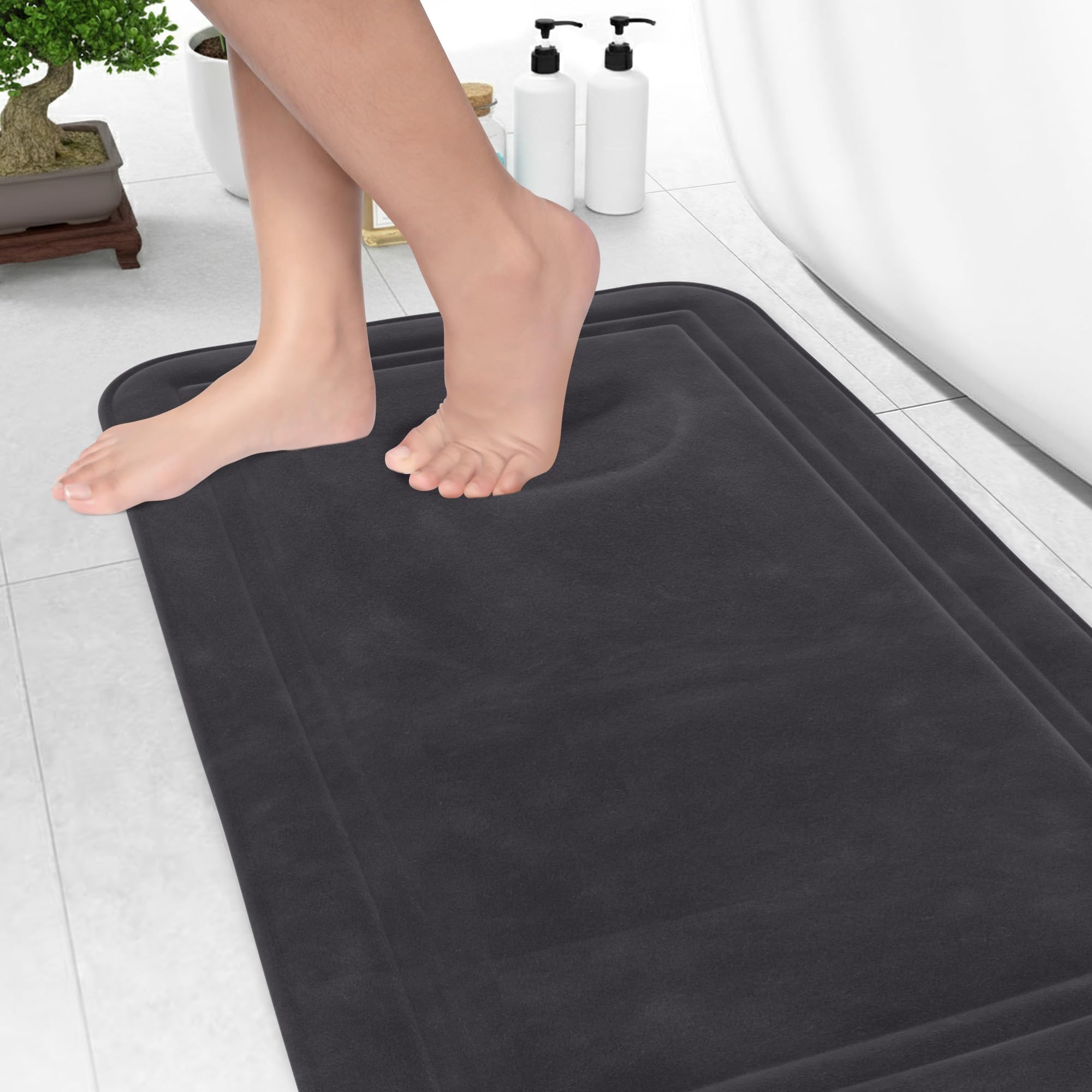 ITSOFT Memory Foam Bath Mat 31x20, Non Slip, Machine Washable, Quick Dry & Absorbent Rugs, Bath Mats for Bathroom Floor, Tub & Shower, Bathroom Rug,