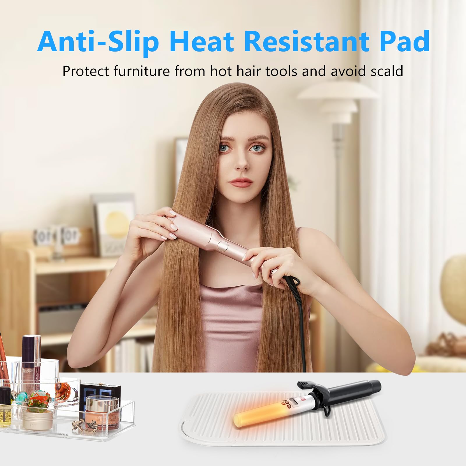 Stuoie per ferro arricciacapelli Tappetino oversize resistente al calore in silicone per strumenti per capelli caldi per piastra per capelli ferri piatti Strumenti per lo styling dei capelli