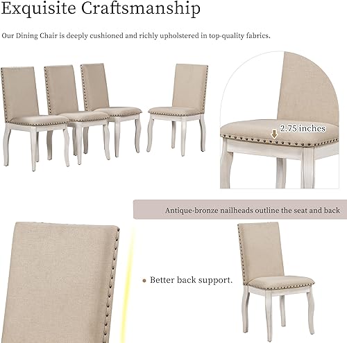 Miniatura 8 de Conjunto de mesa de comedor de cocina Harper & Bright Designs para 4, juego de 5 piezas, mesa de comedor redonda extensible de madera y 4 sillas