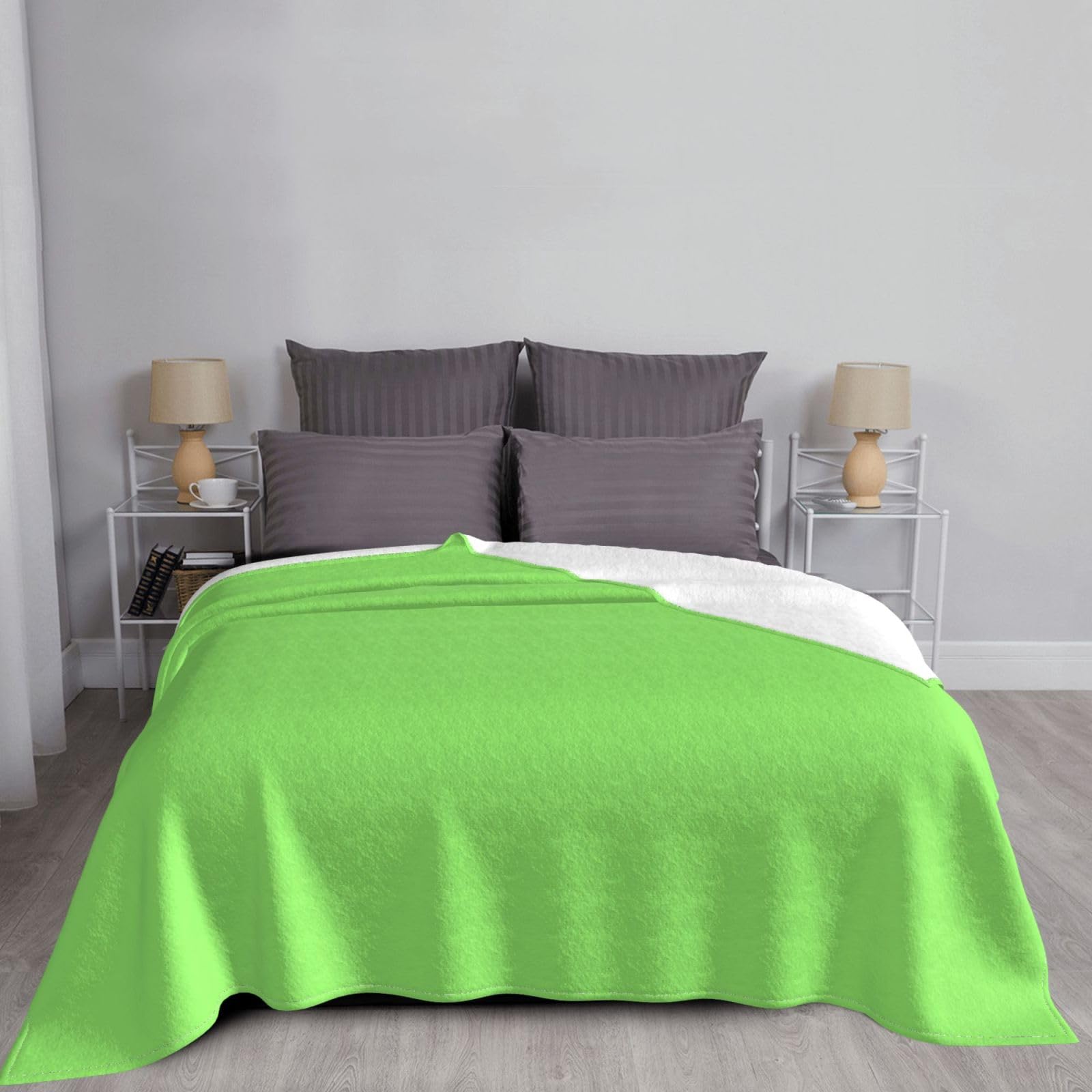 Manta de viaje portátil de 80 x 60 pulgadas, suave, resistente a las arrugas, plegable, color sólido, estampado verde claro