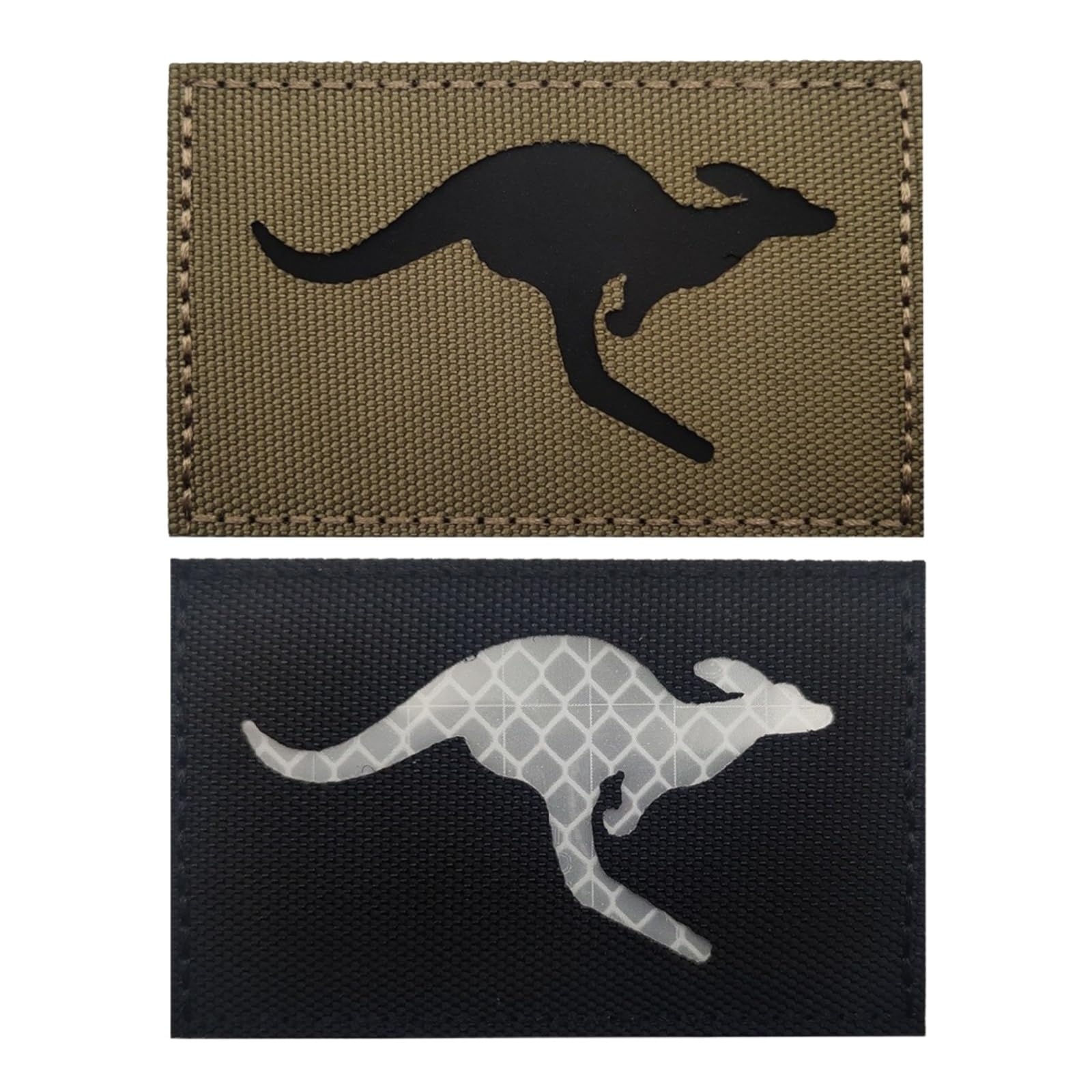 Australian Kangaroo Flag Patch 3D Embroidery Tactical Morale Patch Infrared Reflective for Backpack Vest Helmet - Khaki Black Combination
