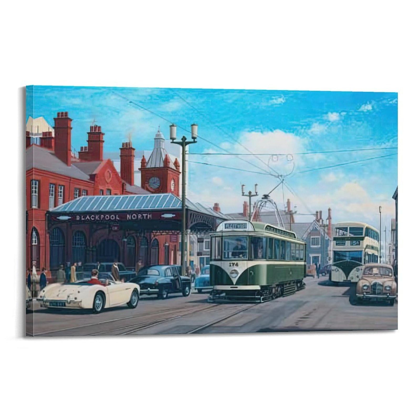 ZSZWHJ Vintage Industrial Art Poster Tram Poster Decorative Painting Canvas Wall Posters And Art Picture Print Modern Family Bedroom Decor Posters 24x36inch(60x90cm)