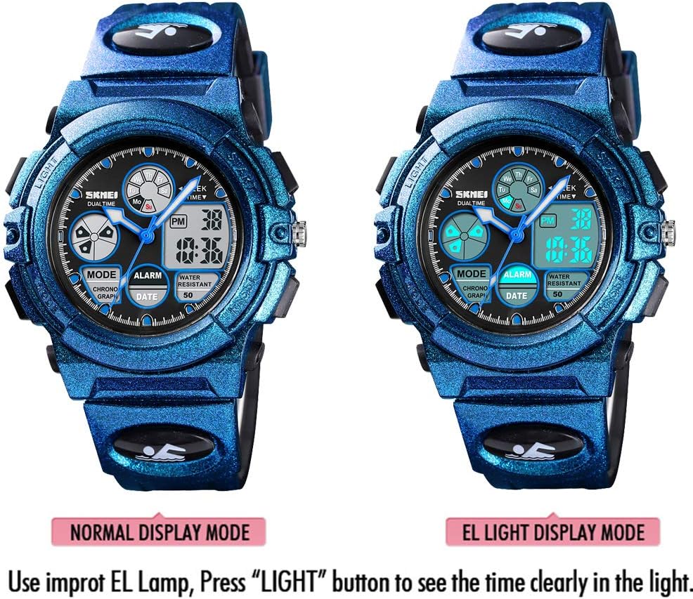 Dayllon Boys Digital Watch Outdoor Sports 50M Waterproof Electronic Watches Alarm 12/24 H Stopwatch Calendar Boy Girl Wristwatch - All Blue
