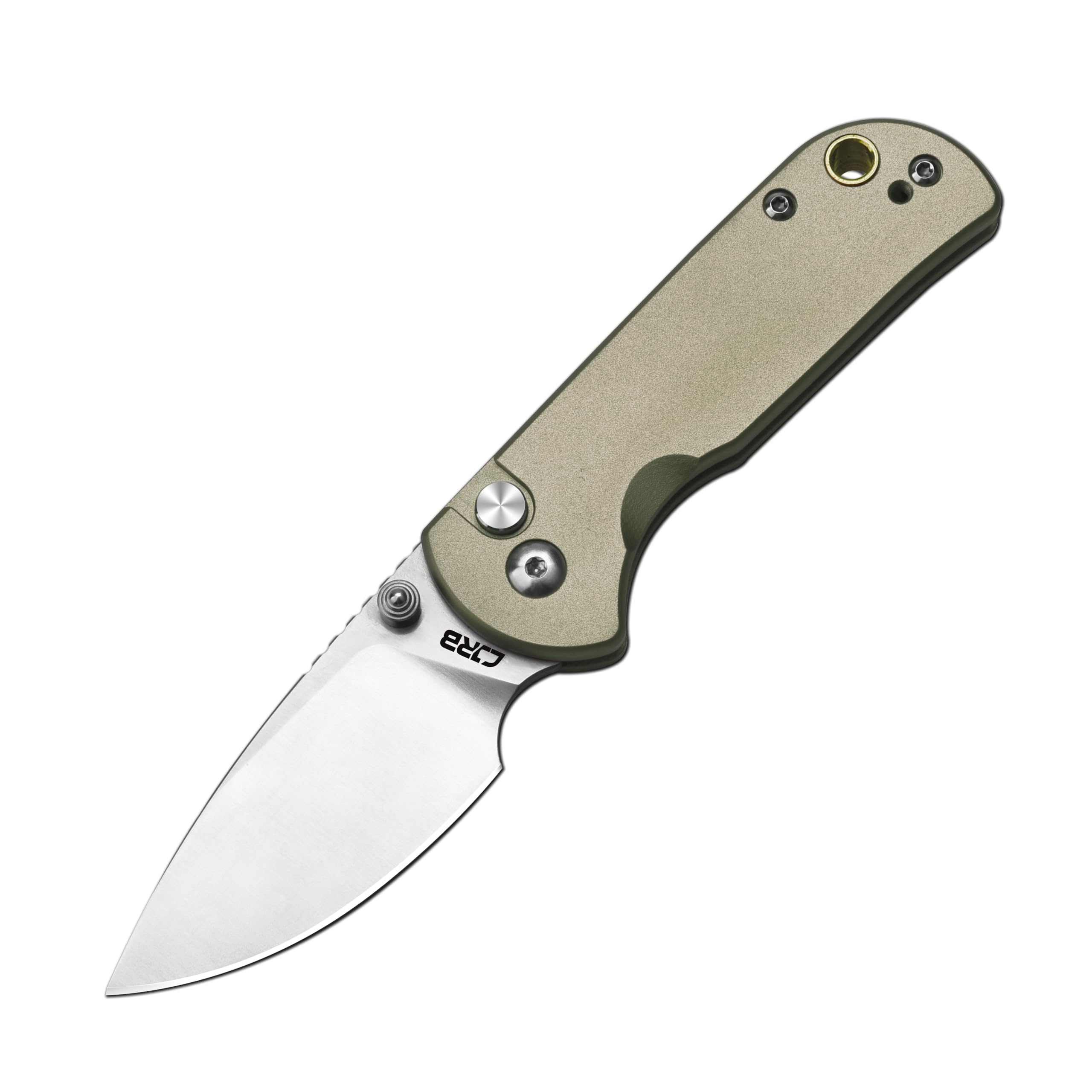 CJRB CUTLERY Pocket Knife for EDC Mica (J1934) Folding Knife with 2.36" AR-RPM9 Steel Blade and Oliver Green Aluminum Handle