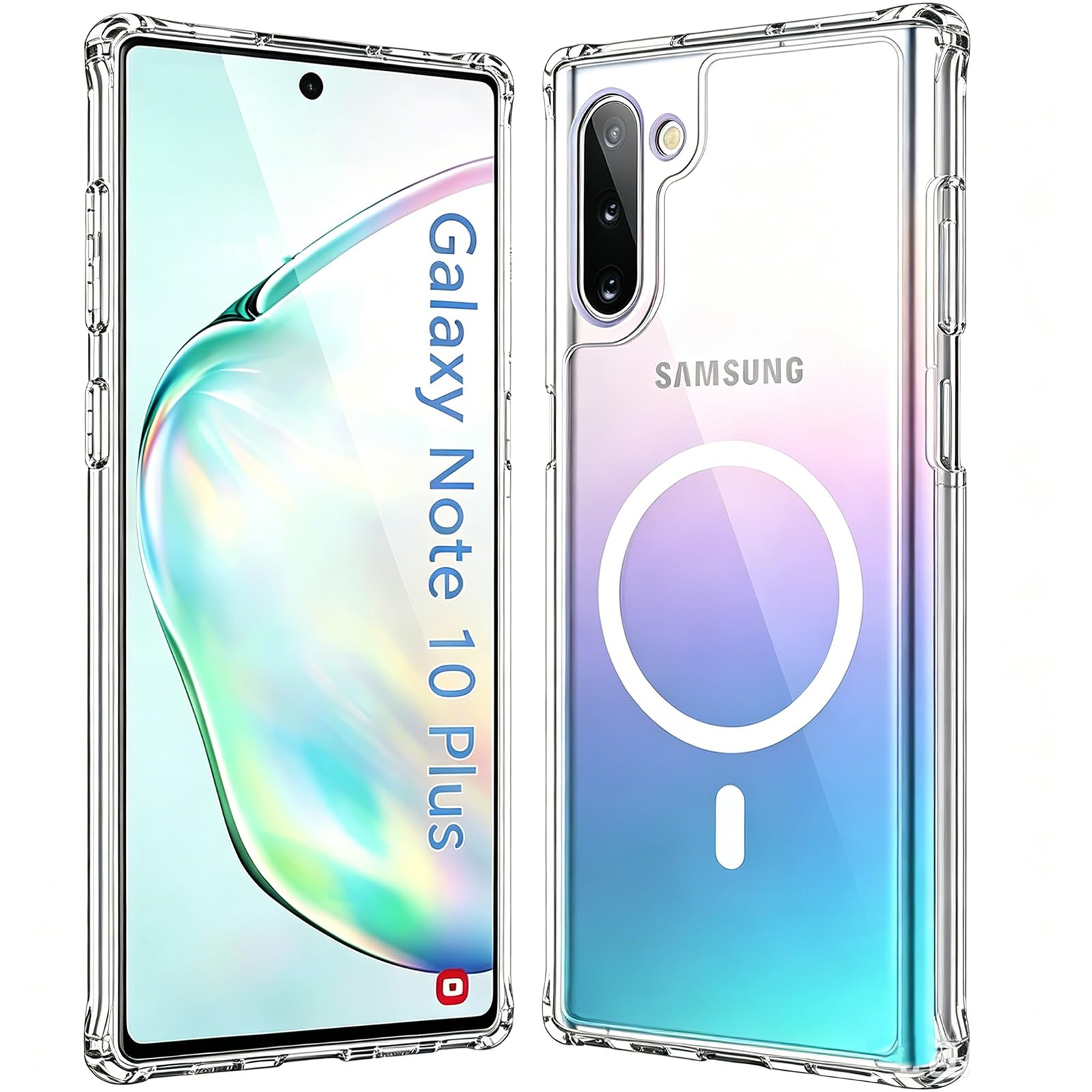 Photo 1 of Pemuyak for Samsung Galaxy Note 10+ Plus Case, Magnetic Transparent Anti-Yellowing Military-Grade Shockproof Dropproof Protection Cover Funda for Galaxy Note 10+ Plus, Clear