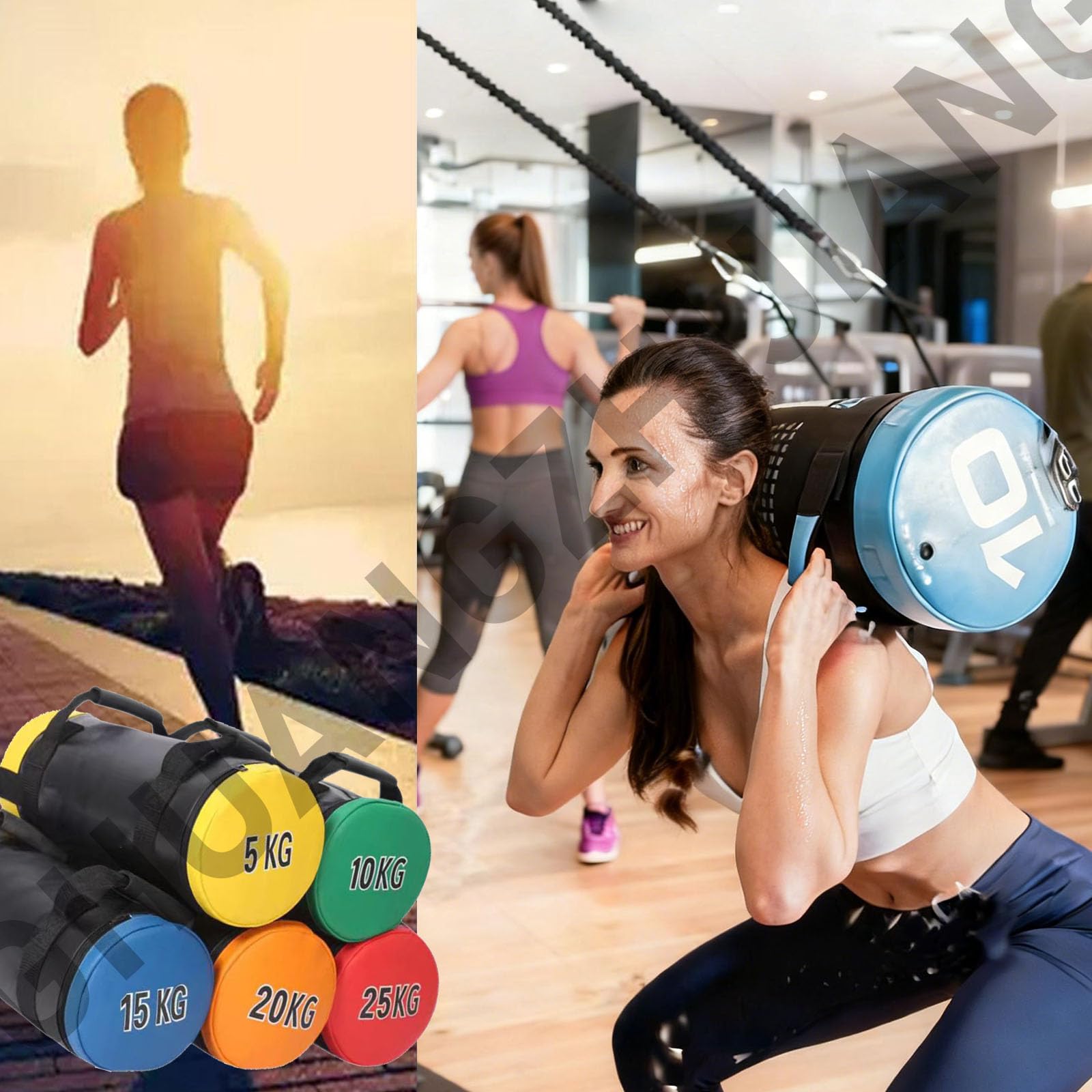 Schwerlast-Gewichtsandsack 30 kg (Sand Nicht enthalten) mit Griffen, funktionaler Trainingssack für Krafttraining, Gewichtheben, Cardio, Übungen und MMA, Heimfitnessgerät,orange