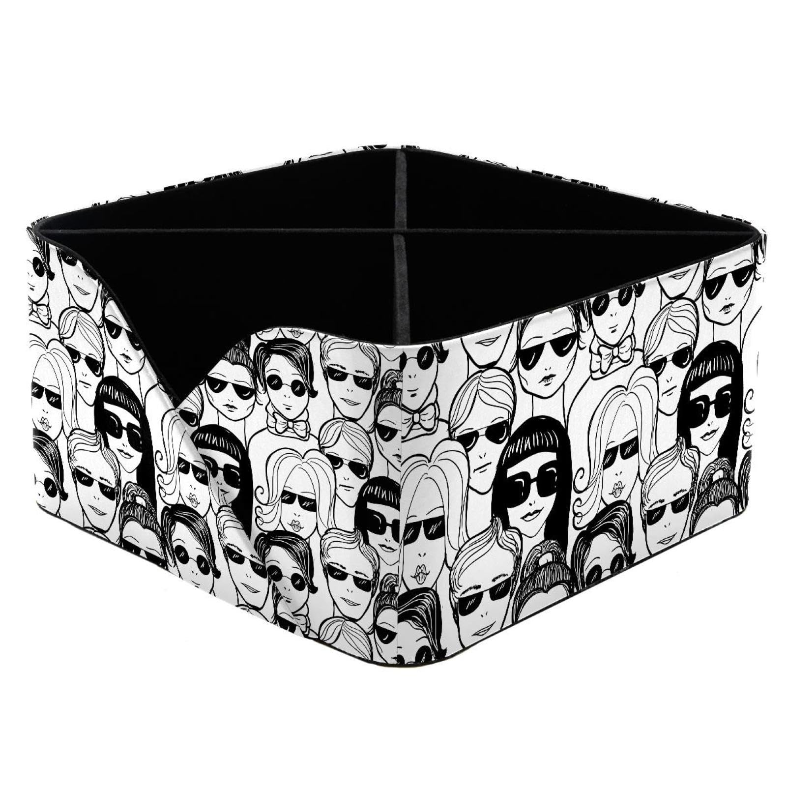 KengjuTesu Doodle Crowd in Sunglasses Desktop Organizer Pen Holder, Rectangular Pencil Cup for Office, Study and Makeup Stations