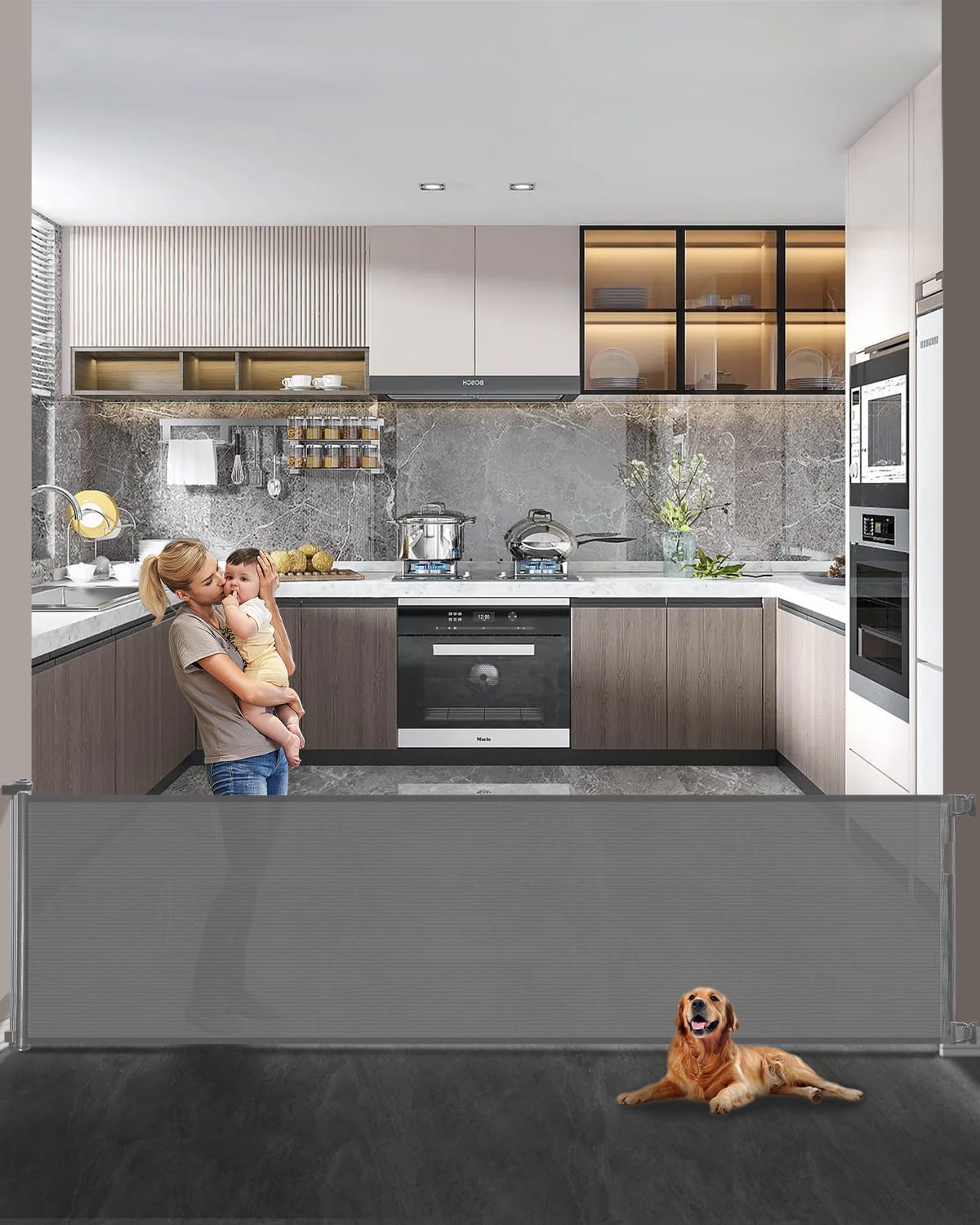 33" H Retractable Baby&Dog Gate, Fits up to 55" W, Hardware Mounted — Amazon image 12