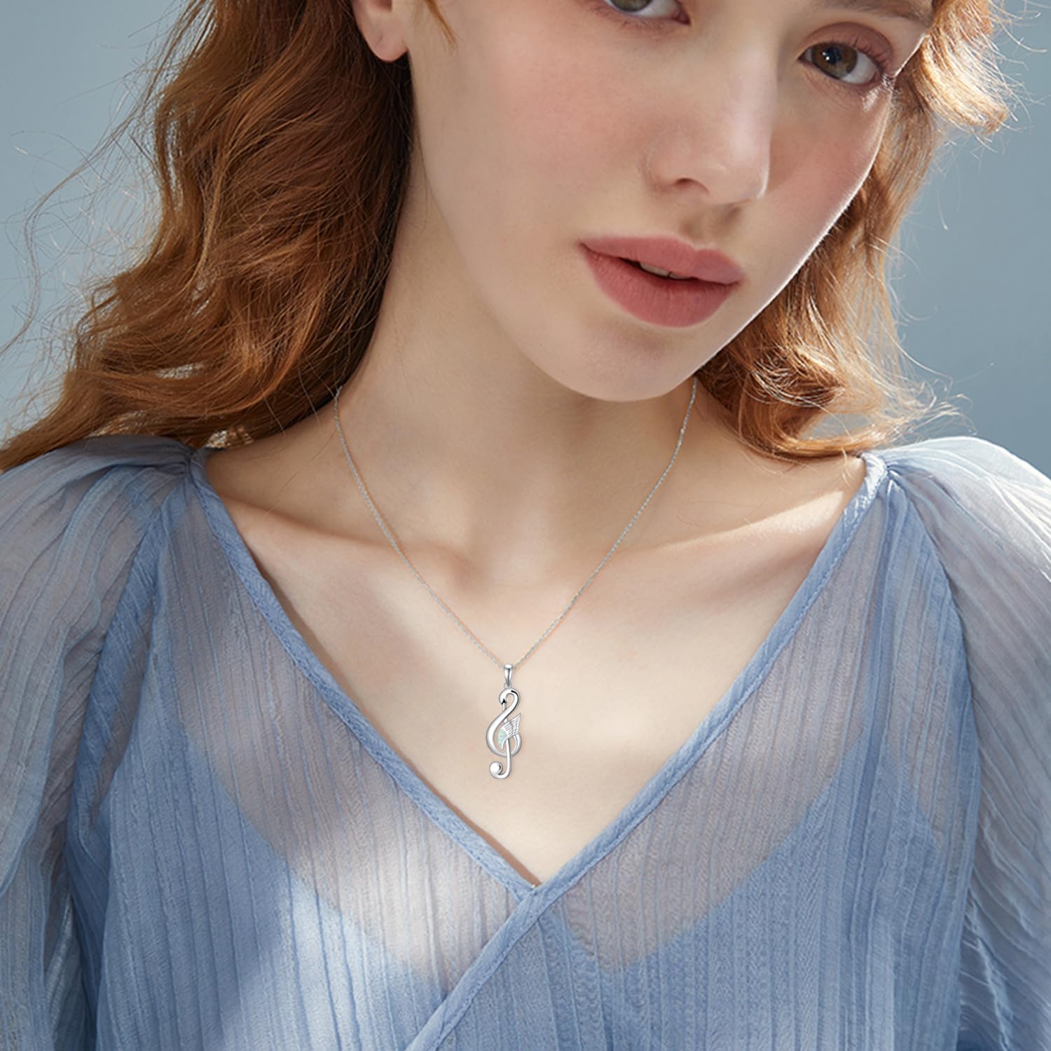Music Necklace 925 Sterling Silver Swan Pendant Necklaces Opal Music Note Necklace for Women Swan Jewelry Gifts - Image 3