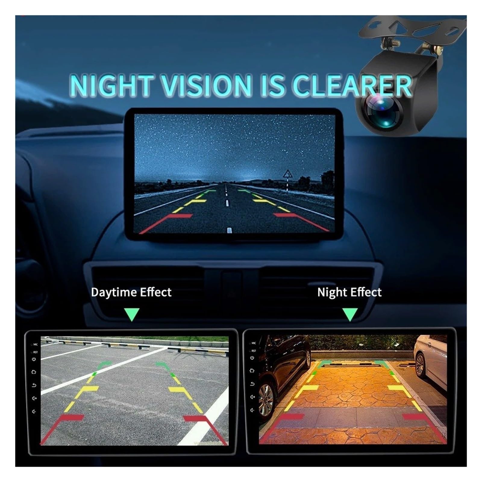 Cámara Visión Trasera para Coche AHD720 Visión Nocturna Marcha Atrás Monitor Automático Impermeable 170 Grados Universal Gran Angular Imagen Color HD Cámara Trasera