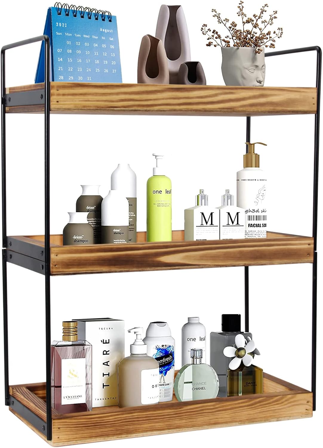 BEIUTAO 3 Tier Bathroom Counter Organizer, Wood Bathroom Countertop