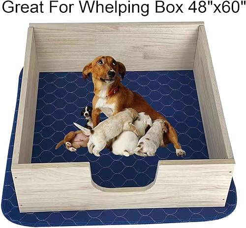 Miniatura 2 de Paquete de 2 almohadillas lavables para perros de 53 x 65 pulgadas, almohadillas extragrandes para cachorros, impermeables, súper absorción