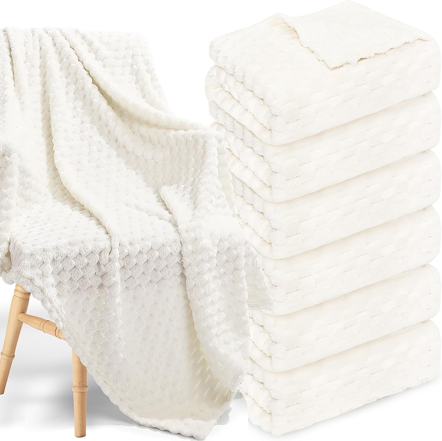 JTKDG 6 Pcs Fleece Throw Blanket for Sofa and Bed, 127x148 CM Soft Cozy Jacquard Flannel Blankets Lightweight Fuzzy Plush Warm Throws for All Seasons