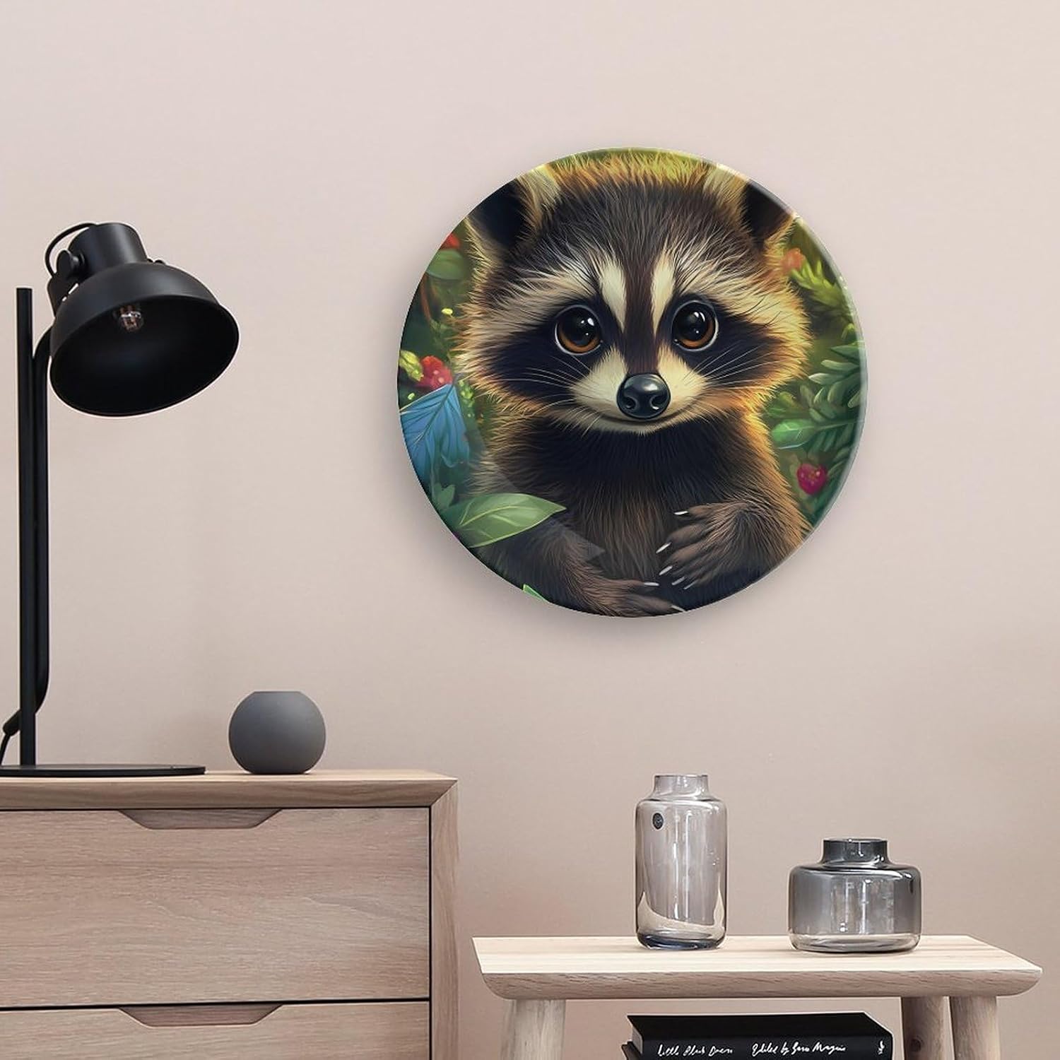 Cute Raccoon Bone China Decorative Porcelain Plates Dinnerware Ornaments