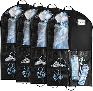 4 Packs Garment Bags for Dance Costume With Zipper Pockets, Waterproof 40 Inch Dance Costumes Bags For Kids Travel Hanging Clothes Dance Costume Competition Bags for Girls