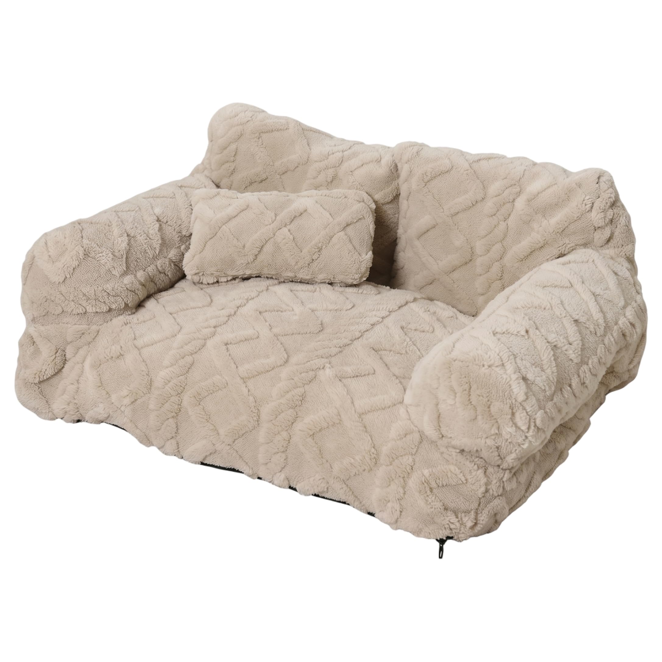 Canapé pour chat et chien en peluche beige 21x15 pouces lavable