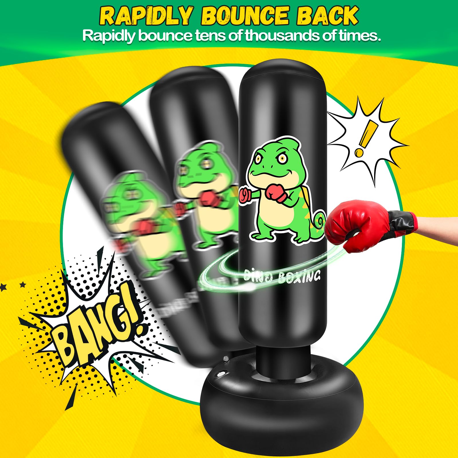 Sac De Frappe Gonflable Pour Enfant Avec Gants De Boxe Et Pope. Sac De