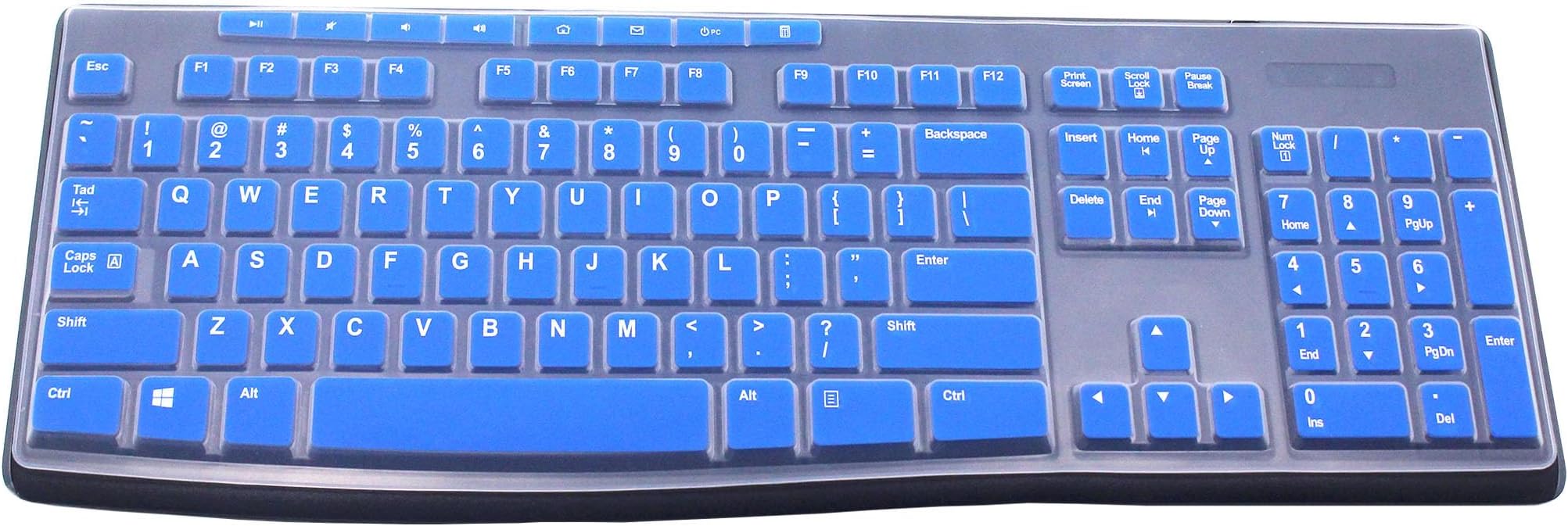 Ultra Thin Desktop PC Silicone Keyboard Cover Skin Protector Compatible for Logitech MK295 MK275 MK270 Wireless Keyboard, Logitech K200 K260 K270 MK200 MK260 Keyboard - Blue