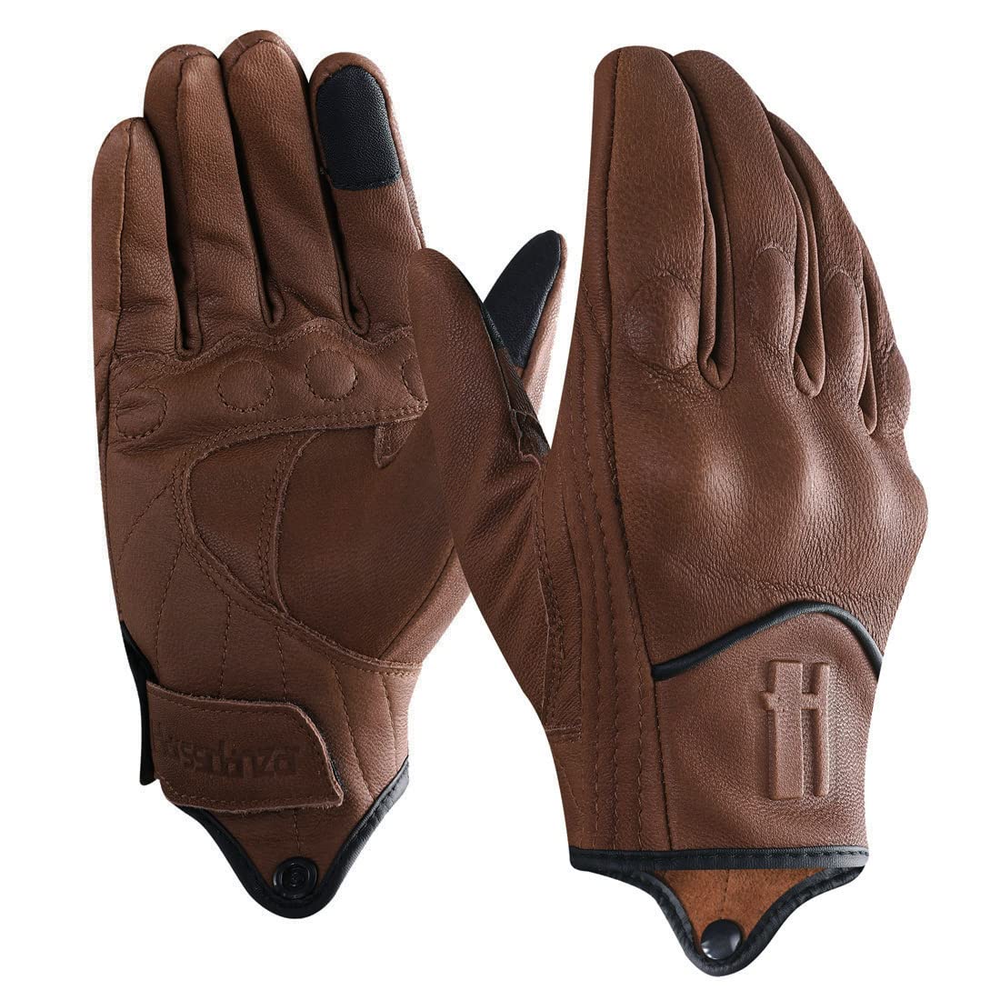 Harssidanzar Guanti da moto touchscreen da uomo in pelle di capra GM028E