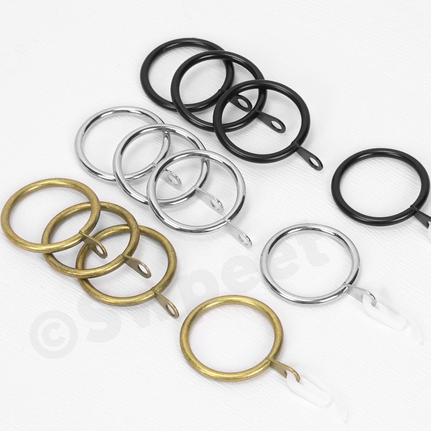 Swpeet 84 Pieces 30mm Bronze Metal Curtain Rings Set with Plastic Curtain Hook Sliding Grommet Ring Clip Rings for Bar Hotel Bar Bedroom