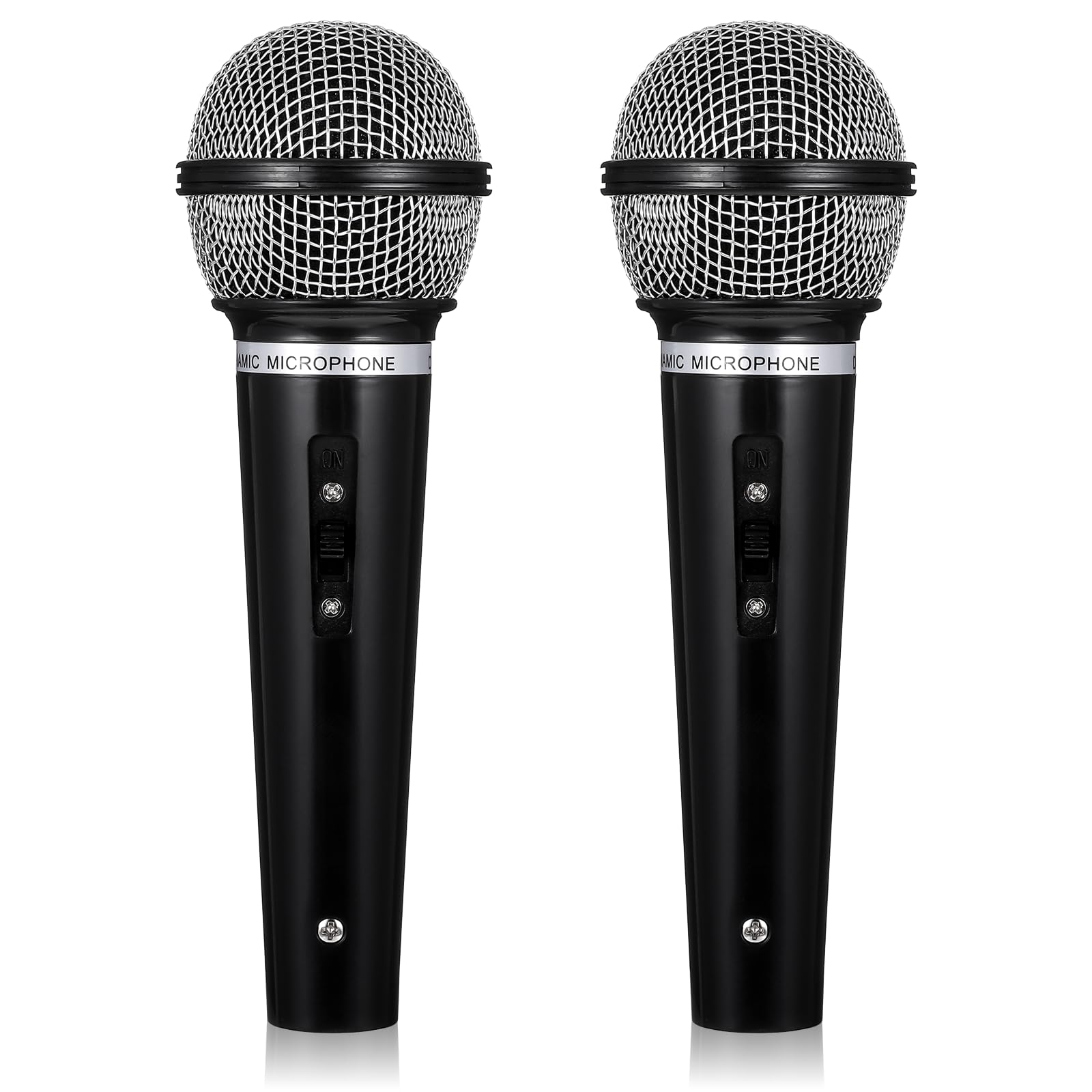 Zyghjort Fake Microphone Prop, 2 Pcs Black Plastic Toy Microphones Fun Stage Play Microphone for Halloween Christmas Cosplay Music Birthday Party Favors Costume (Black)
