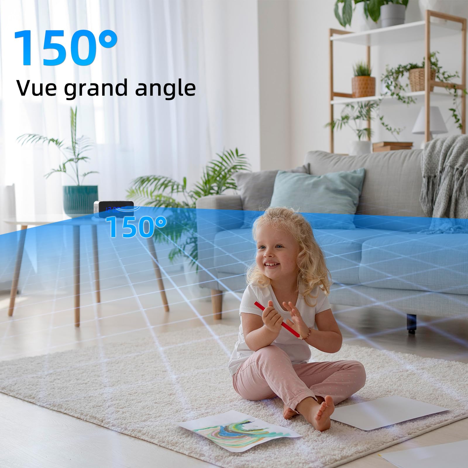 Camera Espion Réveil WiFi 4K Discret sans Fil | mini camera espion sans fil, lecteur Bluetooth, vision infrarouge, détection mouvement BT, mini camera, accès distant app