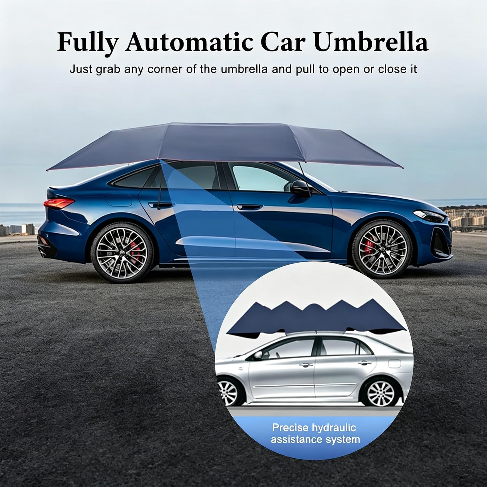 Tenda Ombrello per Auto Completamente Automatica, Carport Mobile Pieghevole Portatile, per Parcheggio Quotidiano, Saloni Auto Ed Eventi All'aperto Length-5m