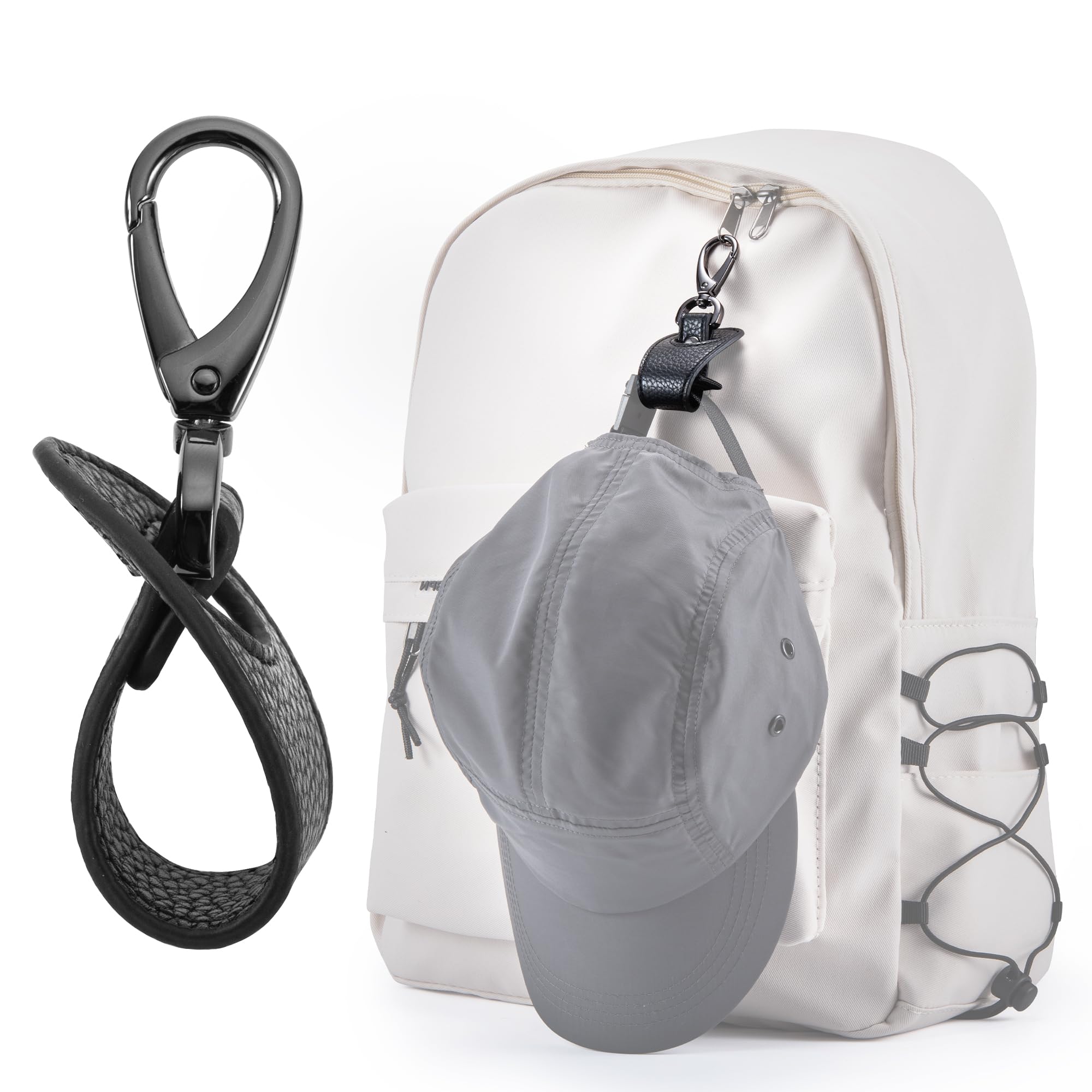 BAREFOOT CARIBOU Hat Clip for Travel, Mouse Ear Holder for Backpack, Bag and Purse, Hands-Free Clip-on Holder Strap for Baseball, Snapback, Ponytail Caps and Mouse Ears(Black)