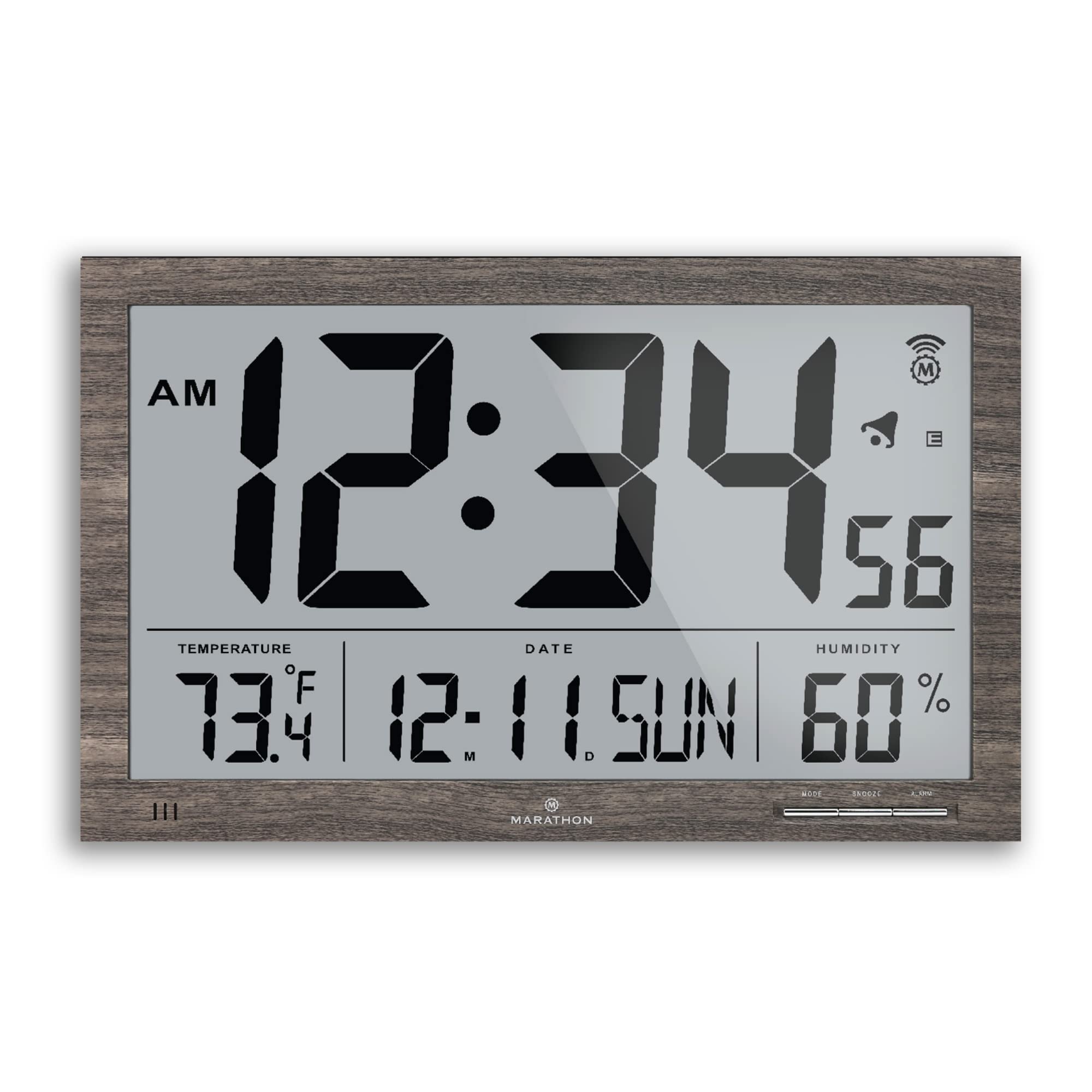 Buy Marathon Slim Jumbo Atomic Wall Clock, Gray Ash Finish Large, 15