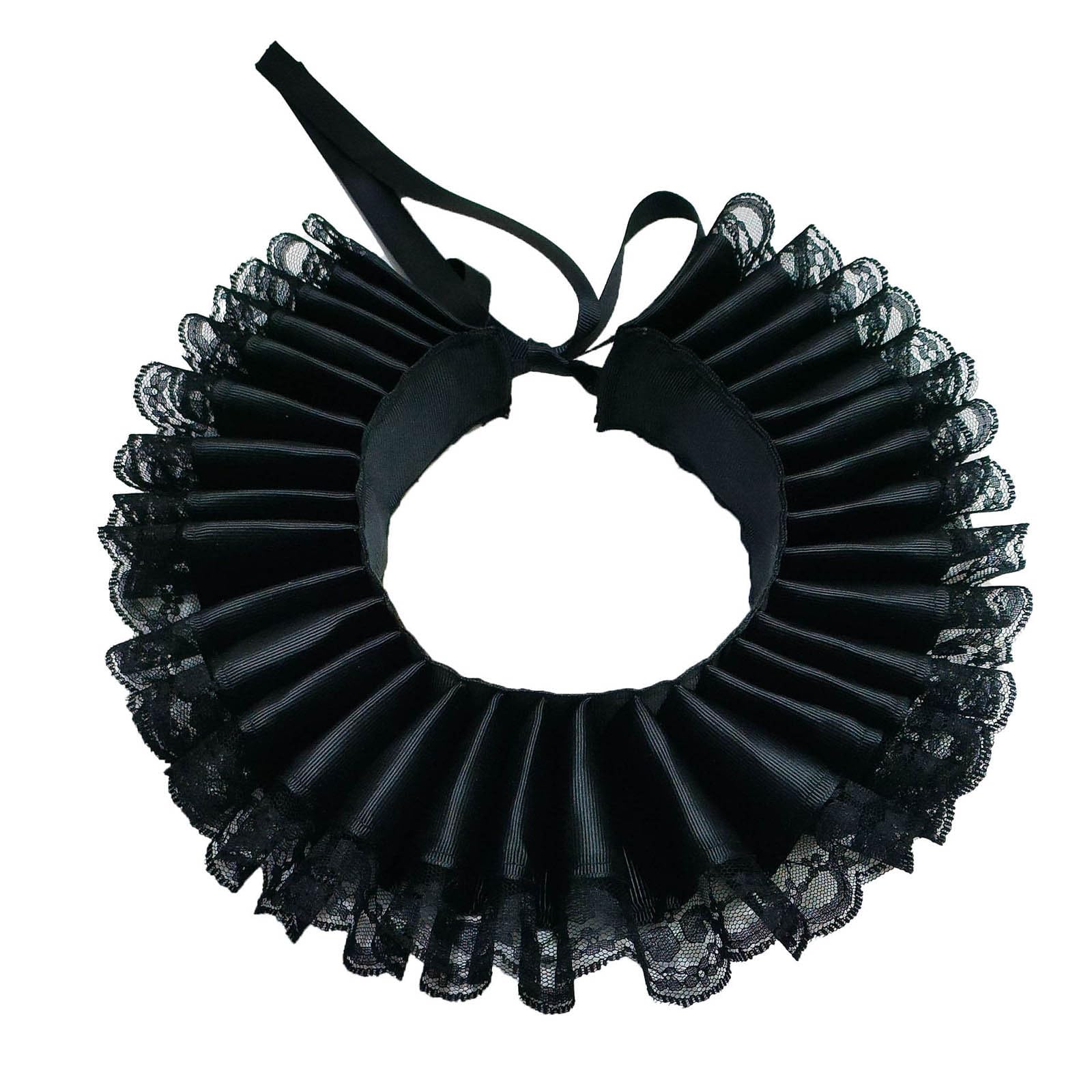 iiniim Renaissance Fake Collar Victorian Ruffle Collar Elizabethan Organza Neck Ruff Cosplay Props Black One Size
